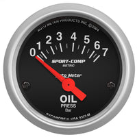 Thumbnail for Autometer Sport-Comp 52mm 0-7 Bar Short Sweep Electronic Oil Pressure Gauge