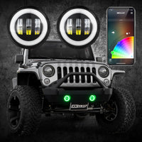 Thumbnail for XK Glow 4In Black RGB LED Jeep Wrangler Fog Light XKchrome Bluetooth App Controlled Kit