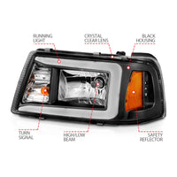 Thumbnail for ANZO 2001-2011 Ford Ranger Crystal Headlights w/ Light Bar Black Housing