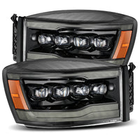 Thumbnail for AlphaRex 06-08 Ram 1500HD NOVA LED Proj Headlights Plnk Style Alpha Blk w/Seq Signal/DRL/Amber LED