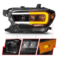Thumbnail for ANZO 16-22 Toyota Tacoma SR/SR5 ONLY Full LED Proj Headlights w/Light Bar Seq. Blk w/Initiation Lgt