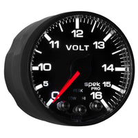Thumbnail for AutoMeter Gauge Voltmeter 2-1/16in. 16V Stepper Motor W/Peak & Warn Blk/Blk Spek-Pro