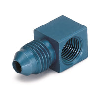 Thumbnail for AutoMeter Fitting Adapter 90 Deg. 1/8in. NPT Female To -4AN Male Aluminum Blue Anodized