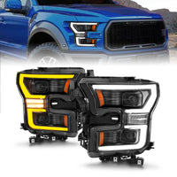 Thumbnail for ANZO 15-17 Ford F-150 LED Projector Headlights - w/ Light Bar Switchback Black Housing