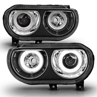 Thumbnail for ANZO 2008-2014 Dodge Challenger Projector Headlights w/ Halo Black (CCFL)