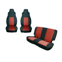 Thumbnail for Rugged Ridge Seat Cover Kit Black/Red 97-02 Jeep Wrangler TJ