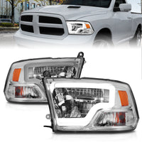 Thumbnail for ANZO 2009-2020 Dodge Ram 1500 Full LED Square Projector Headlights w/ Chrome Housing Chrome Amber