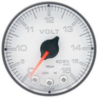 Thumbnail for Autometer Spek-Pro Gauge Voltmeter 2 1/16in 16V Stepper Motor W/Peak & Warn Wht/Blk