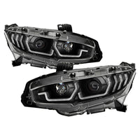 Thumbnail for Spyder Honda Civic 16- 2DR/4DR/Hatchback Projector Headlights - Black PRO-YD-HC16SI-SEQGR-BK