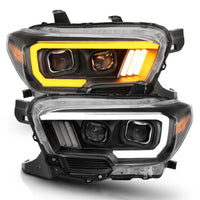 Thumbnail for ANZO 2016-2017 Toyota Tacoma Projector Headlights w/ Plank Style Switchback Black w/ Amber