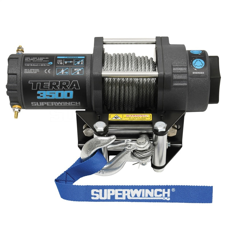 Superwinch 3500 LBS 12V DC 7/32 in x 32 ft Steel Rope Terra 3500 Winch - Gray Wrinkle