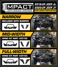 Thumbnail for ICON 2018+ Jeep Wrangler JL / 2020+ JT Front Impact Bumper Full Width Wings