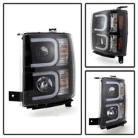 Thumbnail for Spyder Chevy Silverado 1500 14-16 Projector Headlights Light Bar DRL Blk PRO-YD-CS14-LBDRL-BK