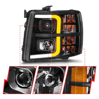 Thumbnail for ANZO 2007-2013 Chevrolet Silverado 1500 Projector w/ Light Bar Black Housing w/ Sequential
