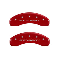 Thumbnail for MGP 4 Caliper Covers Engraved Front & Rear Stingray Red finish silver ch