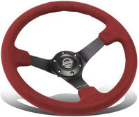 Thumbnail for NRG Reinforced Steering Wheel (350mm/ 3in. Deep) Black Spoke/ Burgundy Alcantara w/ Black Stitch