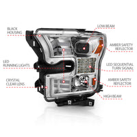 Thumbnail for ANZO 15-17 Ford F-150 Proj Headlights w/ Plank Style Design Chrome w/ Amber Sequential Turn Signal