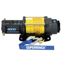 Thumbnail for Superwinch 4500 LBS 12V DC 1/4in x 50ft Synthetic Rope Terra 4500SR Winch - Gray Wrinkle