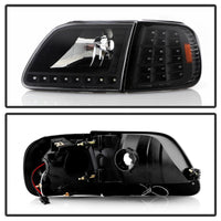 Thumbnail for Xtune Ford F150 97-03 Crystal Headlights w/ Clear LED Corners Black HD-ON-FF15097-LED-SET-BK