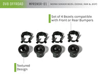 Thumbnail for DV8 Offroad Jeep/Dodge/RAM Front Bezel & Rear Clip Replacement Kit for MOPAR Sensors - Set of 4