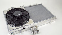 Thumbnail for CSF 96-07 Mitsubishi Evo 4/5/6/7/8/9 Full-Slim Radiator w/12in Fan & Shroud/-16AN & Slip On Fitting