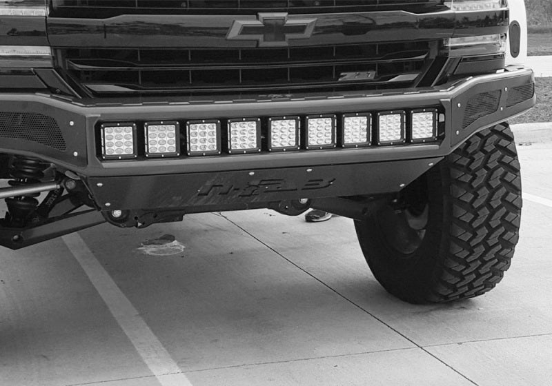 N-Fab M-RDS Front Bumper 16-17 Chevy Silverado - Gloss Black w/Silver Skid Plate