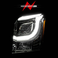 Thumbnail for ANZO 2015-2017 GMC Yukon XL Projector Headlights W Lightbar - Chrome/Amber
