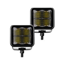 Thumbnail for Go Rhino Xplor Blackout Series Cube LED Flood Light Kit (Surface/Threaded Stud Mnt) 2x2 - Blk (Pair)