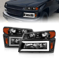 Thumbnail for ANZO 04-12 GM Colorado/Canyon/I-Series Crystal Headlights - w/ Light Bar Black Housing 4pcs