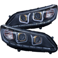 Thumbnail for ANZO 2013-2015 Honda Accord Projector Headlights w/ U-Bar Black