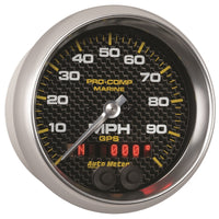 Thumbnail for Autometer Marine Carbon Fiber 3-3/8in 100MPH GPS Speedometer Gauge