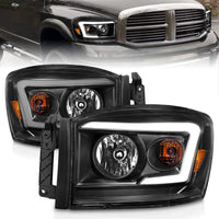 Thumbnail for Anzo 06-09 Dodge RAM 1500/2500/3500 Headlights Black Housing/Clear Lens (w/ Light Bars)