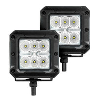 Thumbnail for Go Rhino Xplor Bright Series Cube LED Flood Light Kit (Surface/Threaded Stud Mount) 3x3 - Blk (Pair)