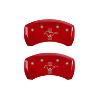 Thumbnail for MGP 4 Caliper Covers Engraved Front Mustang Engraved Rear S197/Bar & Pony Red finish silver ch