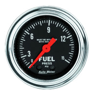 Thumbnail for AutoMeter Gauge Fuel Pressure 2-1/16in. 15PSI Mech. W/Isolator Traditional Chrome