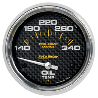 Thumbnail for Autometer Marine Carbon Fiber Electric Oil Temperature Gauge 2-5/8in 140-300 Deg F