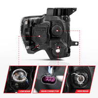 Thumbnail for ANZO 2009-2014 Ford F-150 Projector Headlights w/ U-Bar Chrome