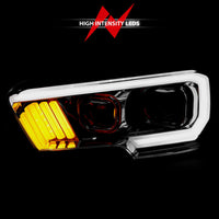 Thumbnail for ANZO 2016-2017 Toyota Tacoma Projector Headlights w/ Plank Style Design Chrome/Amber w/ DRL