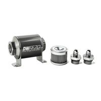 Thumbnail for DeatschWerks Stainless Steel 6AN 40 Micron Universal Inline Fuel Filter Housing Kit (70mm)