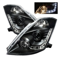 Thumbnail for Spyder Nissan 350Z 03-05 Projector Headlights Halogen Model Only - DRL Black PRO-YD-N350Z02-DRL-BK