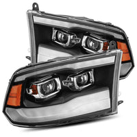 Thumbnail for AlphaRex 09-18 Dodge Ram 1500HD PRO-Series Projector Headlights Plank Style Black w/Seq Signal/DRL