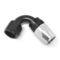 Thumbnail for Russell Performance -10 AN Black/Silver 120 Degree Tight Radius Full Flow Swivel Hose End
