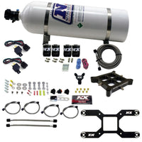 Thumbnail for Nitrous Express 4150 Dual Stage Billet Crossbar Nitrous Kit (50-300 & 100-500HP) w/15lb Bottle