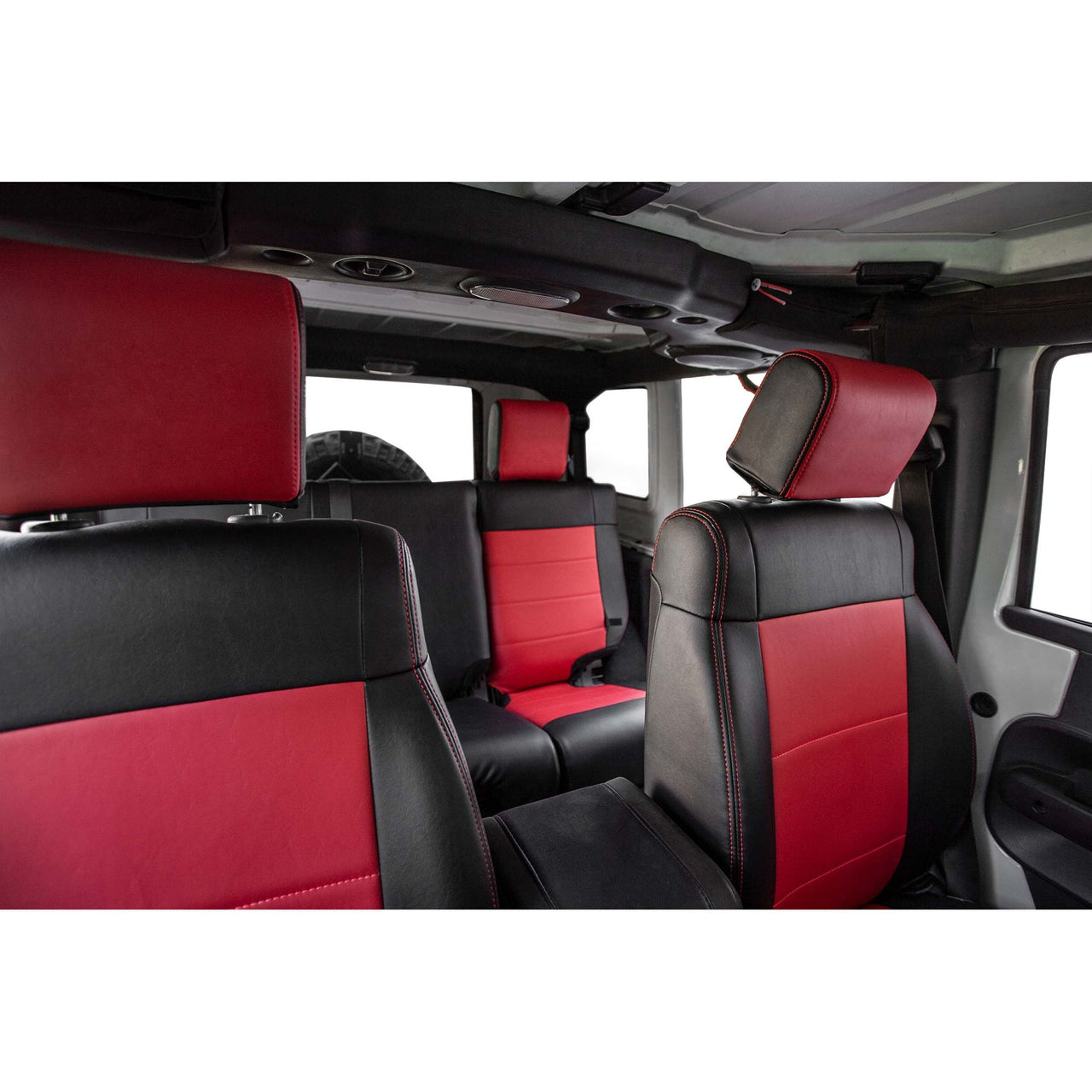 PRP 07-10 Jeep Wrangler JK Front Seat Covers/2 door or 4 door (Pair) - Black/Red