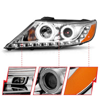 Thumbnail for ANZO 2011-2013 Kia Sorento Projector Headlights w/ Halo Chrome (CCFL)