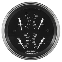 Thumbnail for Auto Meter Gauge Dual Fuel & OILP 3 3/8in 240E-33F & 100psi Elec Old Tyme Blk