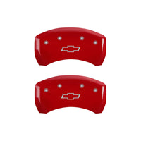 Thumbnail for MGP 4 Caliper Covers Engraved Front & Rear Bowtie Red finish silver ch