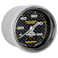 Thumbnail for Autometer Marine Carbon Fiber Ultra-Lite 2-1/16in 100PSI Mechanical Oil Pressure Gauge