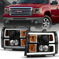 Thumbnail for ANZO 2007-2013 Gmc Sierra 1500 Projector Headlight Plank Style Black w/ Clear Lens Amber