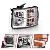 Thumbnail for ANZO 2007-2013 Chevy Silverado 1500 Projector Plank Style Chrome Amber